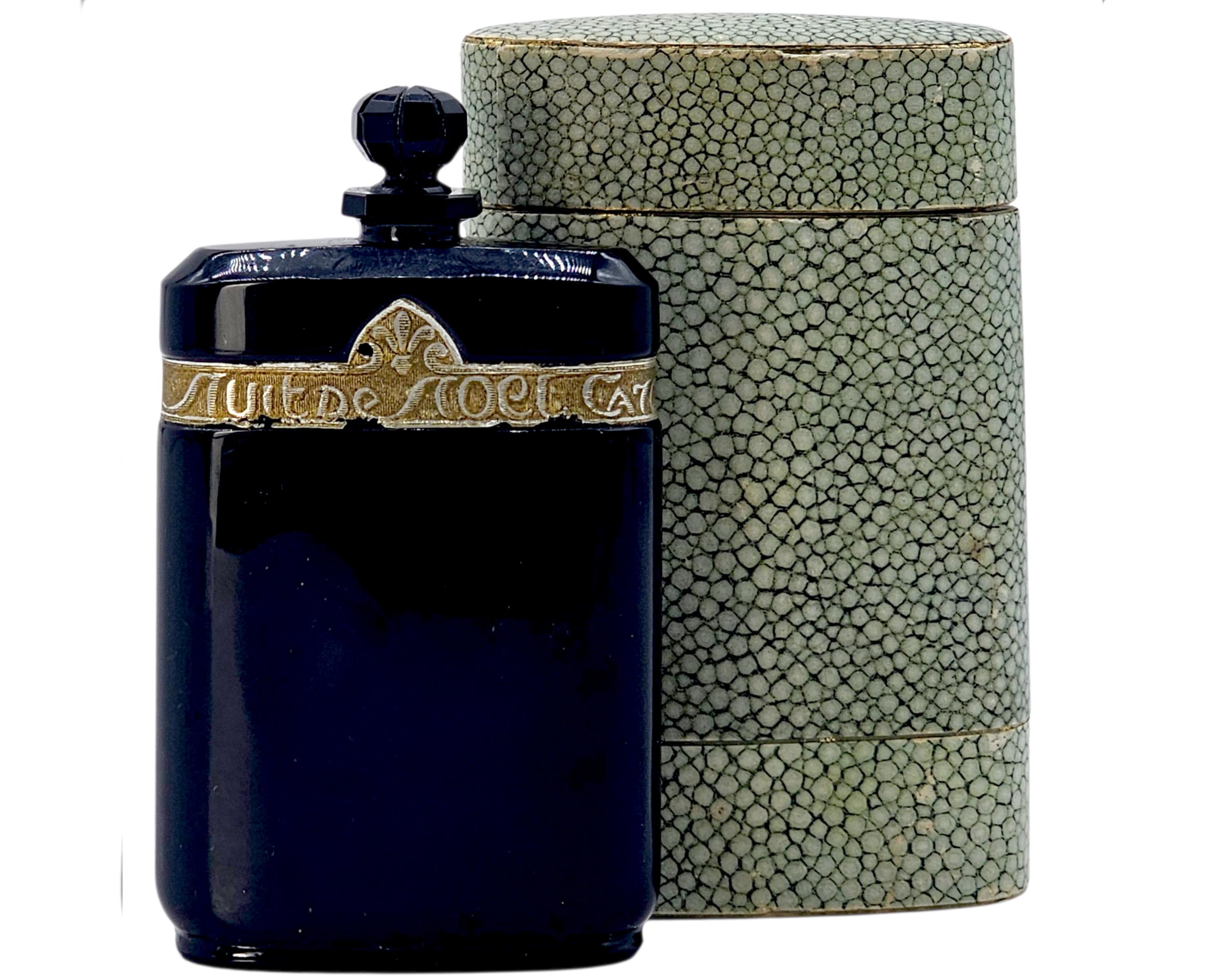 Caron Nuit De Noel 香水瓶 ブラック バカラクリスタル シャグリーン