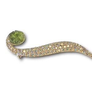 Vintage Aurora Borealis Crystal Brooch: Swirl Statement Pin