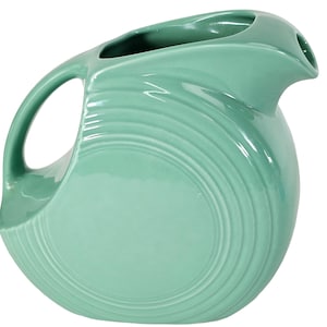 Vintage Fiesta Green Jug, Green Sea Mist Pitcher, Mini Disc Ceramic Jug, Ceramic Pitcher