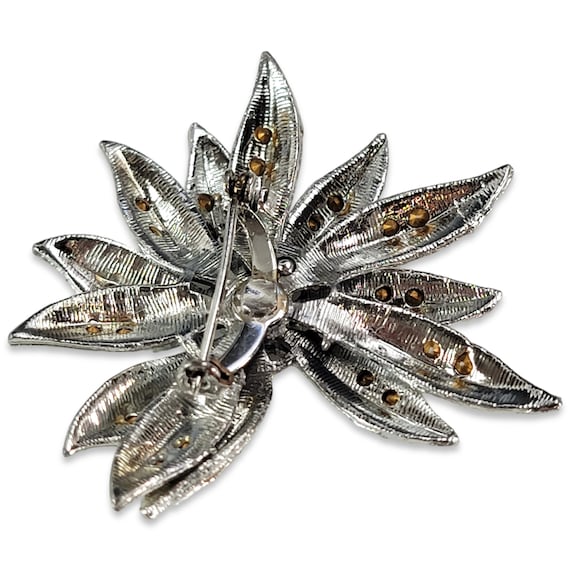 Vintage Flower Shape Rhinestone Pin/Brooch, Spark… - image 2