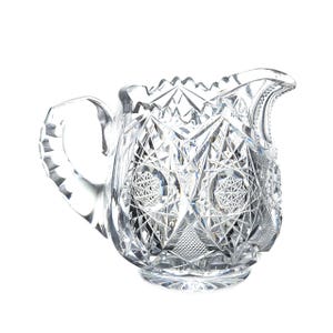 Antique ABP Cut Glass Cream Pitcher | Hobstars Pattern | American Brilliant 4.25” Clear Mint Condition Table Décor