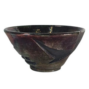 Vintage Studio Art Pottery Bowl, 6.5” Iridescent Green Purple Glaze, Modern Deco Signed Ceramic, Handmade Collector’s Ceramic Gift