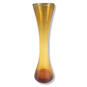 Vintage Amber Art Glass Vase: Hand Blown, Early 20th Century