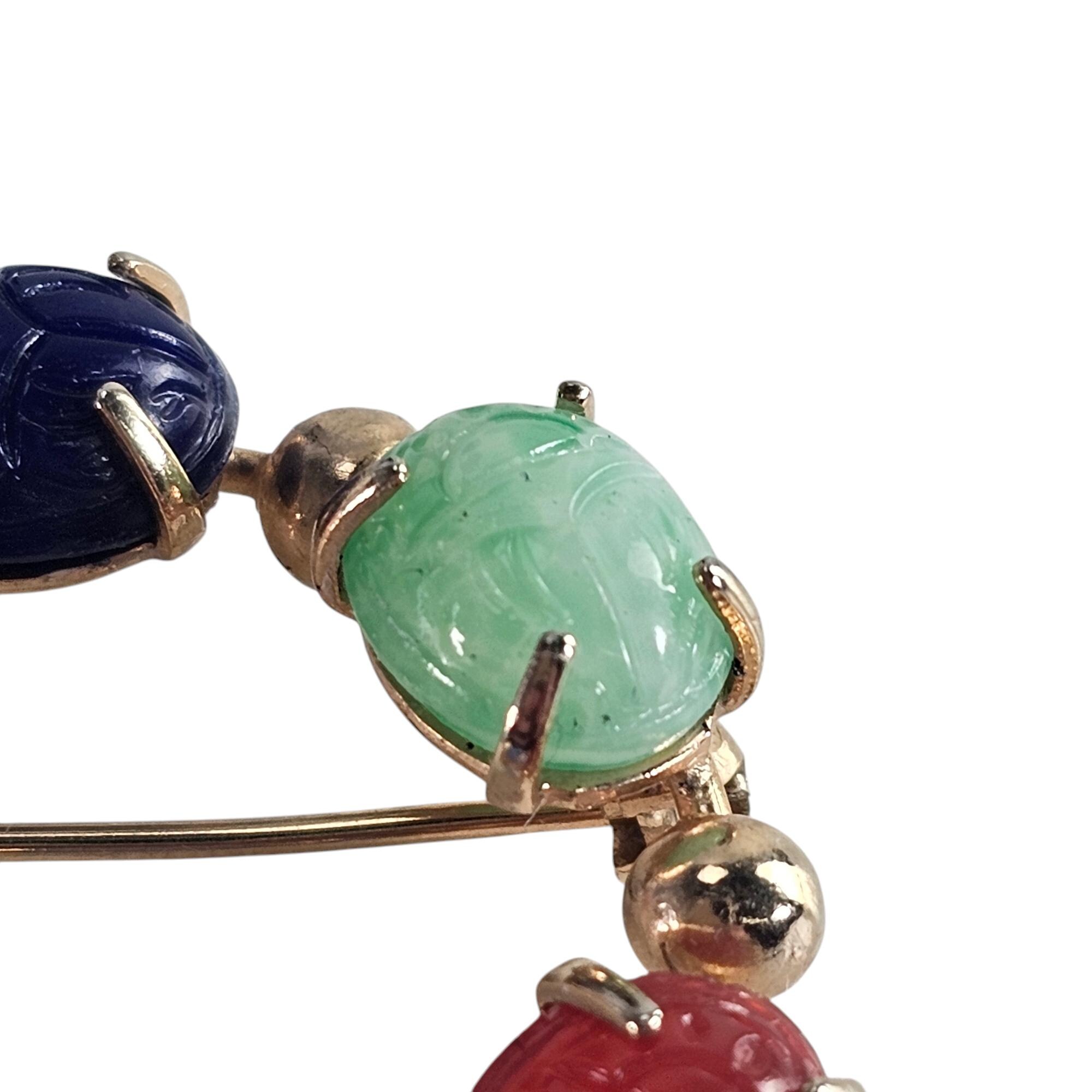 Broche Scarabée Vintage Métal Doré Et Bleu - Bijou Fantaisie élégant Femme - Cadeau Rétro