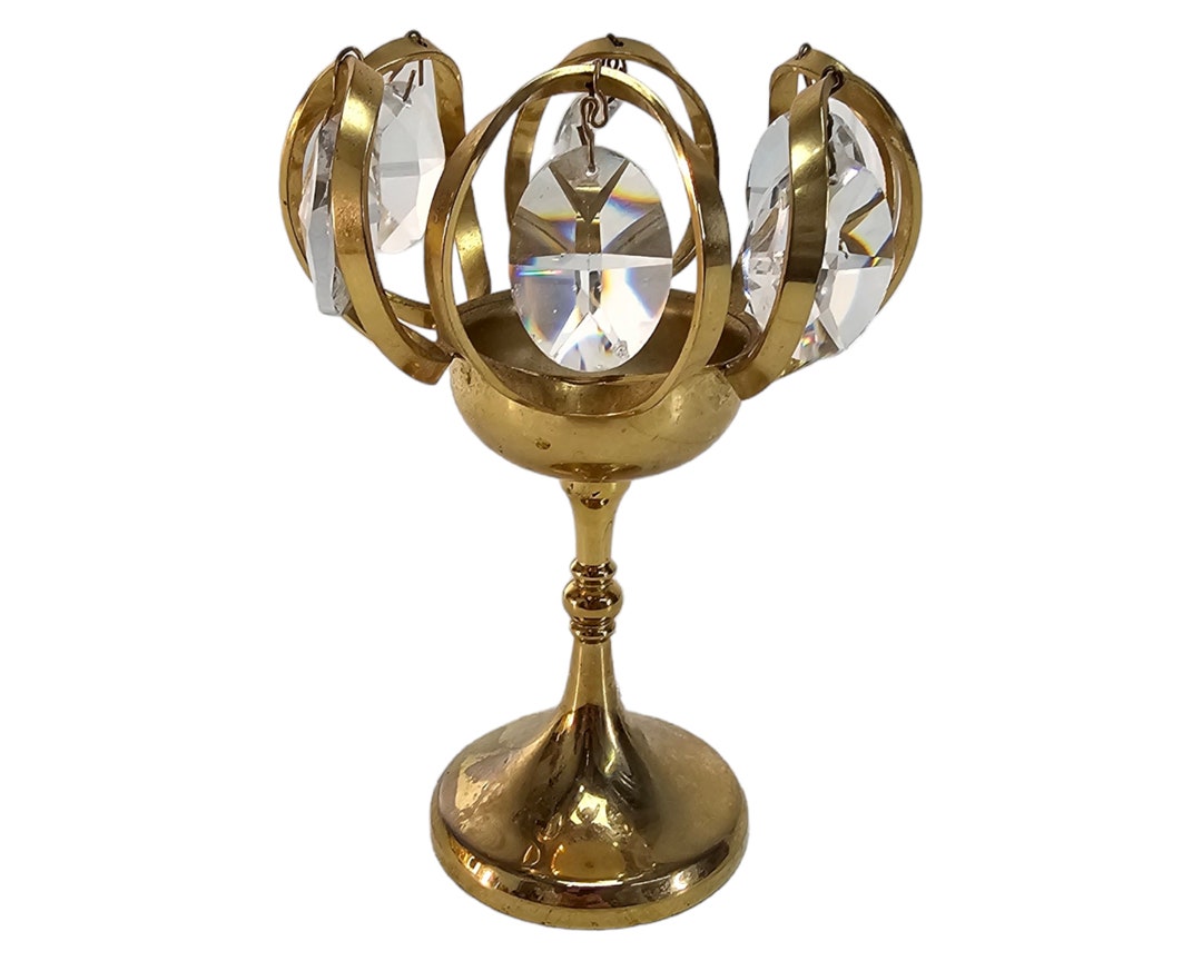 Weinfurtner Candleholder, Gold Plated Candleholder, Crystal Chandelier, Brass Candle Holder