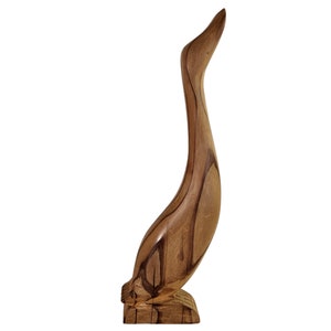 Vintage Brown Duck Figurine, Hand-Carved Wooden Duck, Duck Art Figure, Home Décor Duck 13&quot; Tall