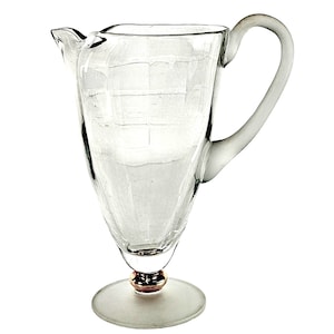 Crystal Clear Pitcher, Glass Pitcher, Optic Gold Ball Glass Water/Tea Pitcher, Glass Pitcher With Frosted Handle