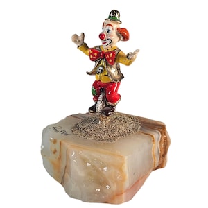 Ron Lee Unicycle Clown Bozo Figurine  Circus Sculpture Enameled 24K Gold 1986