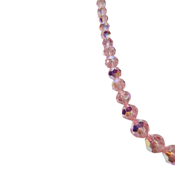 Vintage Pink Crystal Necklace, Faceted Graduated … - image 8