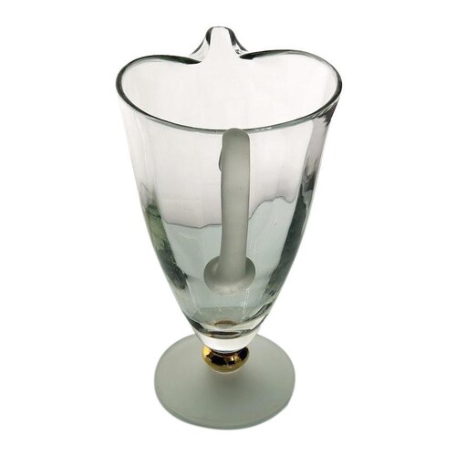 Vintage Romania shops Crystal Clear Pitcher, Frosted Base Pitcher, Clear Glass Drinkware