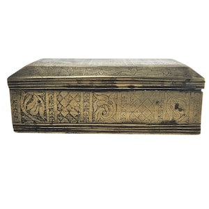 Antique Filipino Brass Betel Nut Box, 7.5&quot;, Hand Crafted with Etched Design, Southeast Asian Artisan Piece, Unique Cultural Home Decor