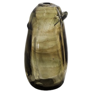 Vintage Organic Studio Art Glass Vase Vessel Green Abstract Hand Blown Ikebana 8&quot;