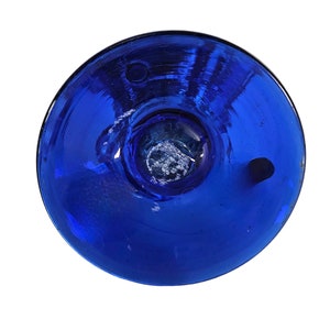 Vintage Ruffle Vase, Cobalt Blue Vase, Turkish Glass Vase, Silver Over-Lay Jeweled Ombre Vase 11 image 10