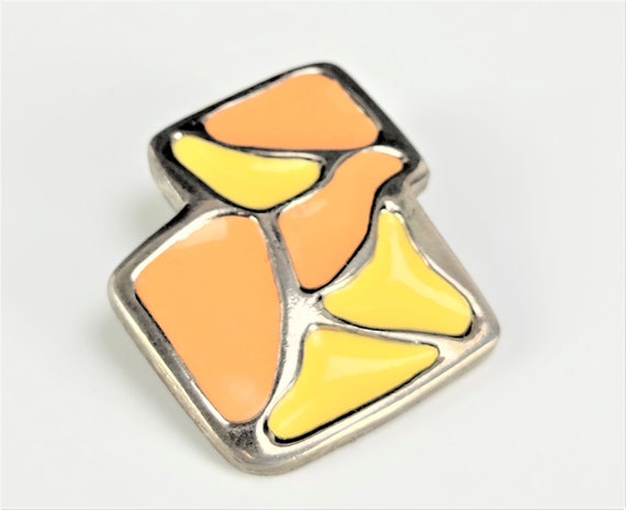 Modernist Abstract Retro 1960's Enamel Pendant Or… - image 3