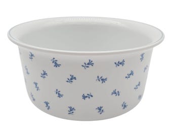 Pillivuyt France Porcelain Casserole, Blue Floral French Country Ovenware
