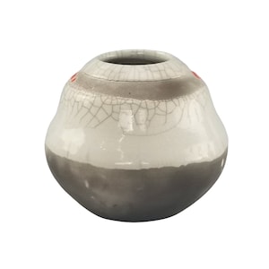 Vintage Studio Art Pottery Raku Vase, Crackle Drip Glaze Vase, Japanese Style Unsigned