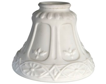 Vintage Lamp Shade, White Frosted Glass Lamp Shade, Relief Classic Detail 3-D Bell 1920's