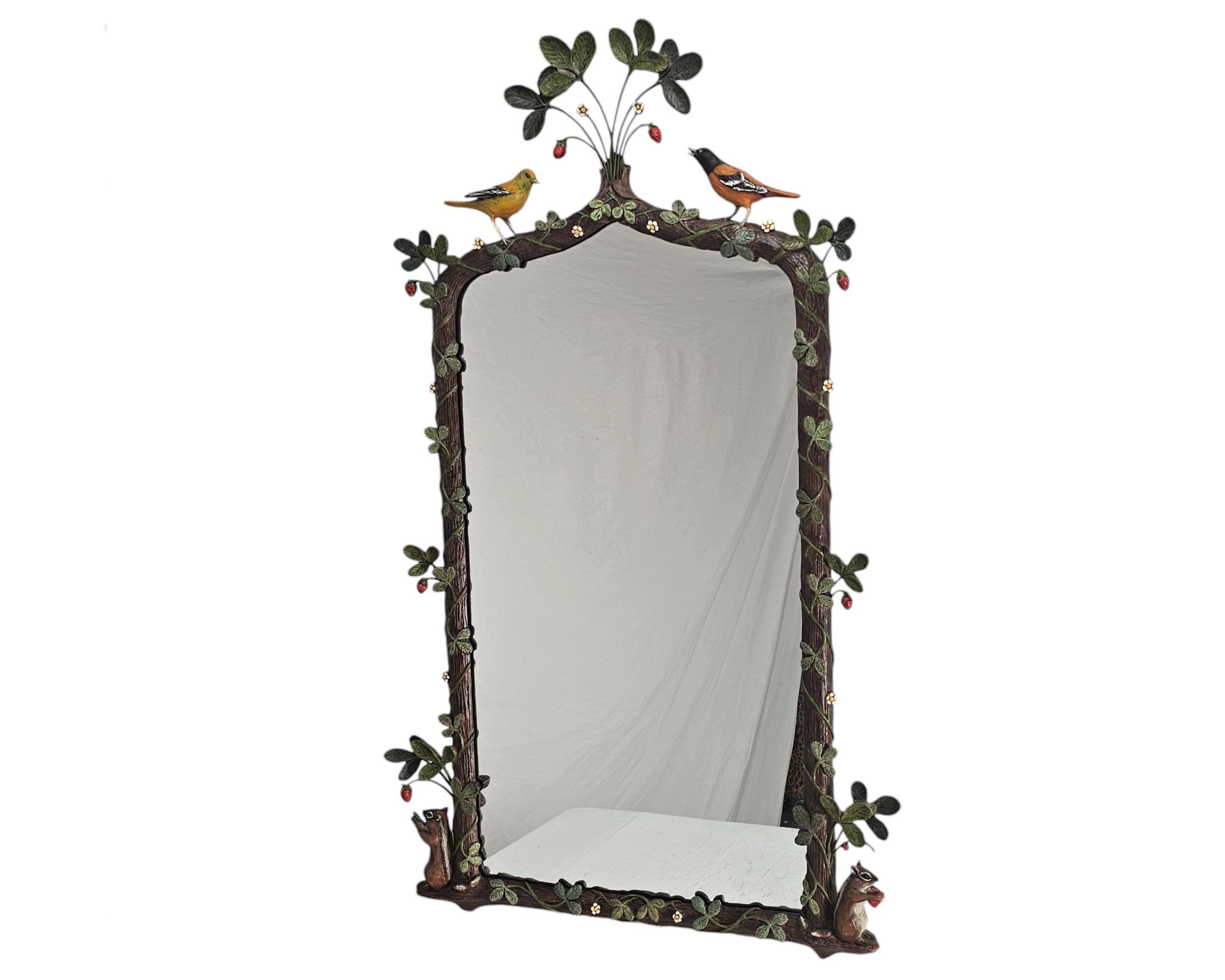 Carvers Guild Strawberry Thief Mirror Hand Carved Hand Painted 42
