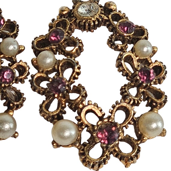 Vintage Boho Dainty  Earrings Jewel Metal Purple … - image 5