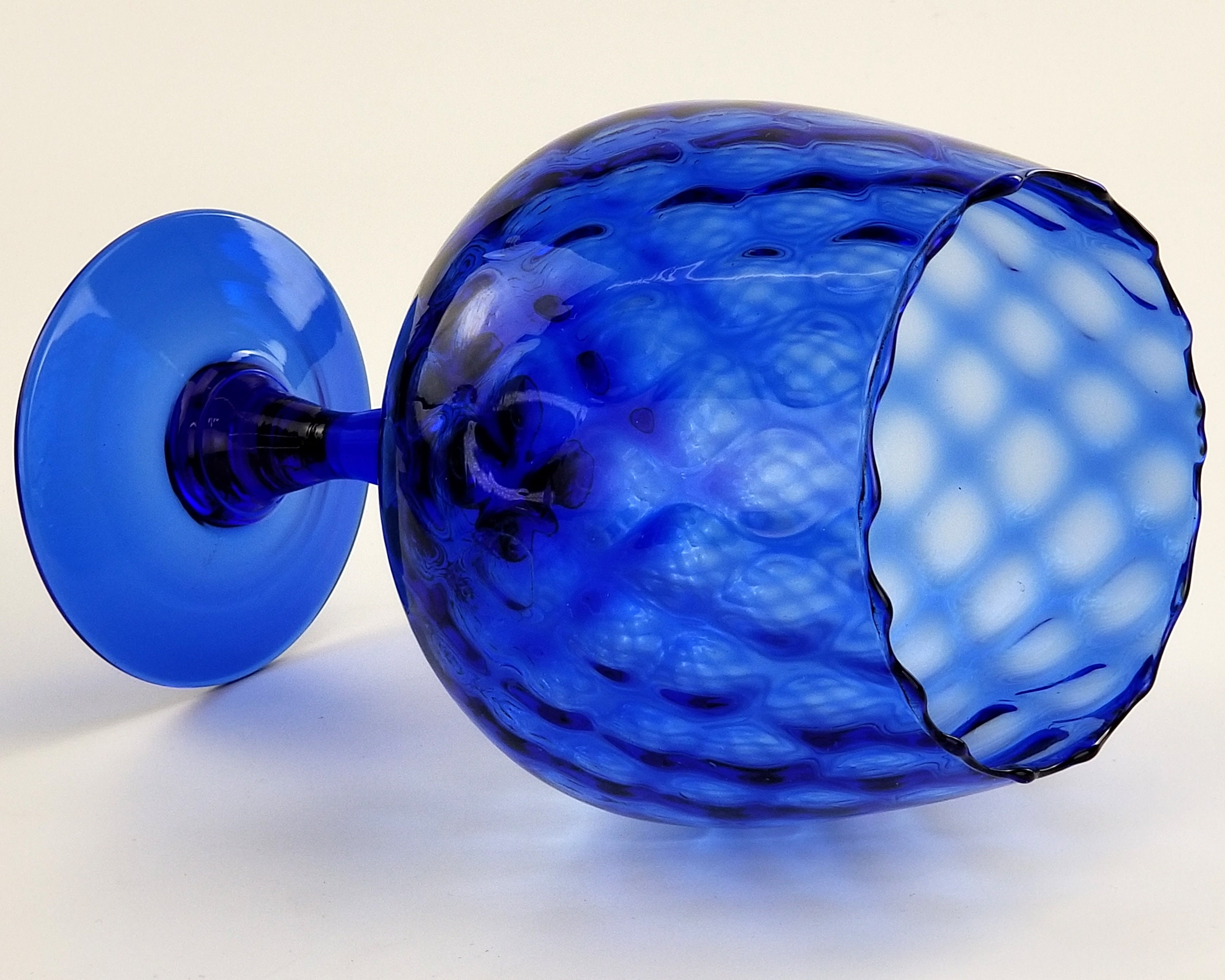 ヴィンテージ エンポリ コバルトブルー アートガラス ゴブレット