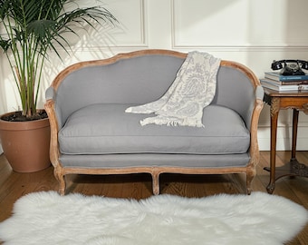 Vintage French Louis XV Settee Ballard Designs Rococo Loveseat Cabriole Legs 59"