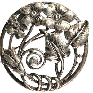 Vintage Danecraft Floral Sterling Silver Brooch Pin .925 2.25&quot; 25.05 gm