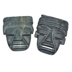 Mayan Olmec Stone Mask Wall Plaques: Pre-Columbian Style Art Décor