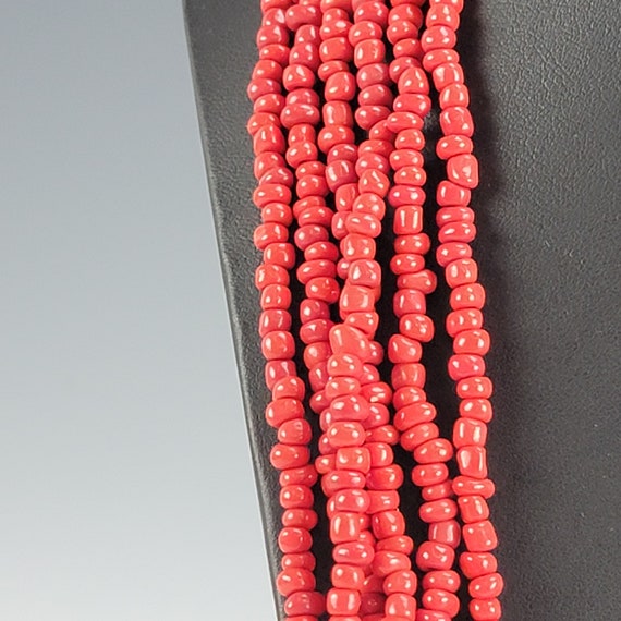 Vintage Red Multi Strand Necklace, Tribal Necklac… - image 6