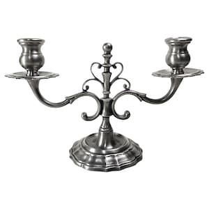 Vintage Italian Candleholder, Pewter Candelabrum, Baroque Candleholder