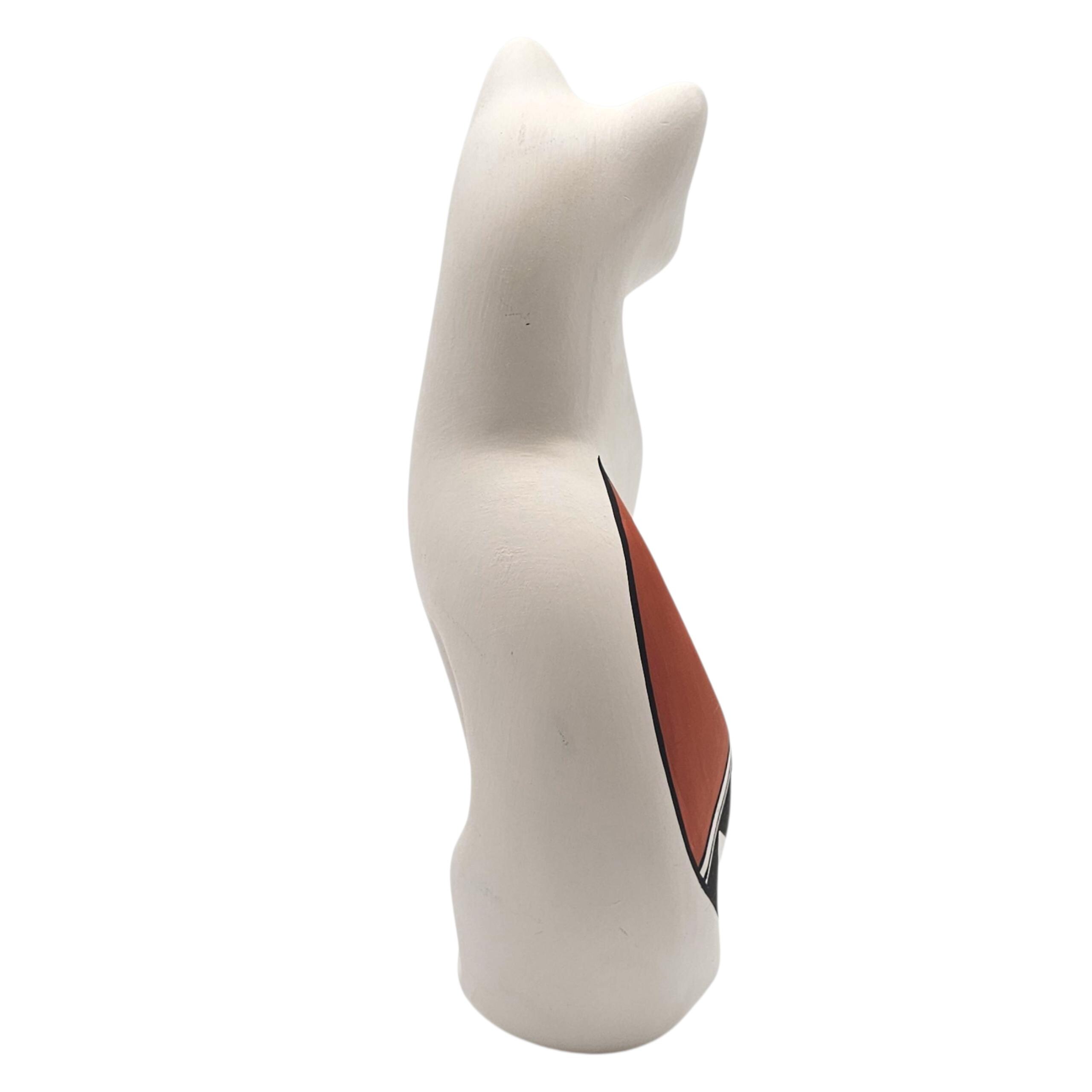 Acoma Pueblo Pottery Cat Figurine by Shirley Chino Hand Painted