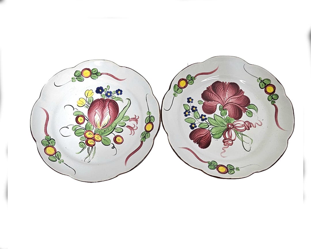 Islet Plates Vintage Les Islettes Plates, Hand Painted Plates, Floral French Country ...