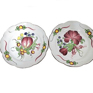 Vintage Les Islettes Plates: Hand-Painted Floral French Country Decor