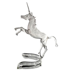 Vintage Lamp Work Unicord, Hand Blown Unicorn Figurine, Art Glass Unicorn Figure, Hand Made Glass Figurine OOK  10&quot;
