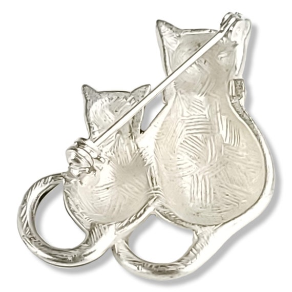 Vintage Cat Silhouette Brooch, Kitty Pin, Double … - image 6