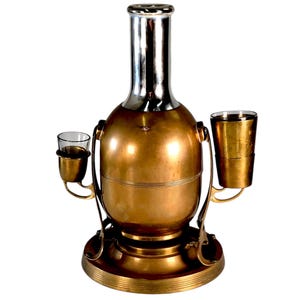 Antique American Thermos Bottle Co carafe verseuse à charnière, tasses en laiton 40 oz 13 po