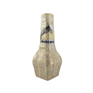 Studio Art Pottery Drip Glaze Vase, Stoneware Vase, Handmade Ceramic Vase, Beige Vase