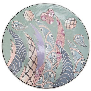 Vintage Chinese Plate, Peacock Porcelain Plate, Large Raised Motif 3-D Plate 10.25&quot;1970&#39;S