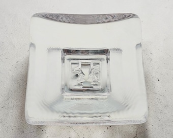 Kosta Boda Bertil Vallien Friday Two Faces Art Glass Dish 4.25" Sweden