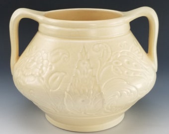 Vintage Royal Winton Art Deco Urn, Floral Relief Cream Glaze Vase