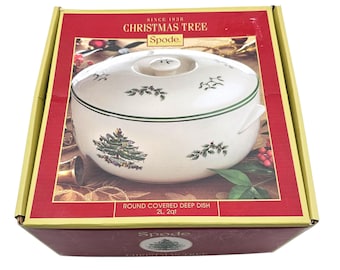 Cacerola Spode con forma de árbol de Navidad, redonda y honda, de 2 cuartos de galón, 23 cm