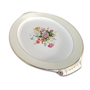 Vintage China Bone White Platter, Narumi Large Oval Platter, Floral Japanese Platter, Porcelain Platter