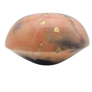 Southwest Raku Pottery Vase: 1990s Studio Ceramic with Gilt Gold Glaze
