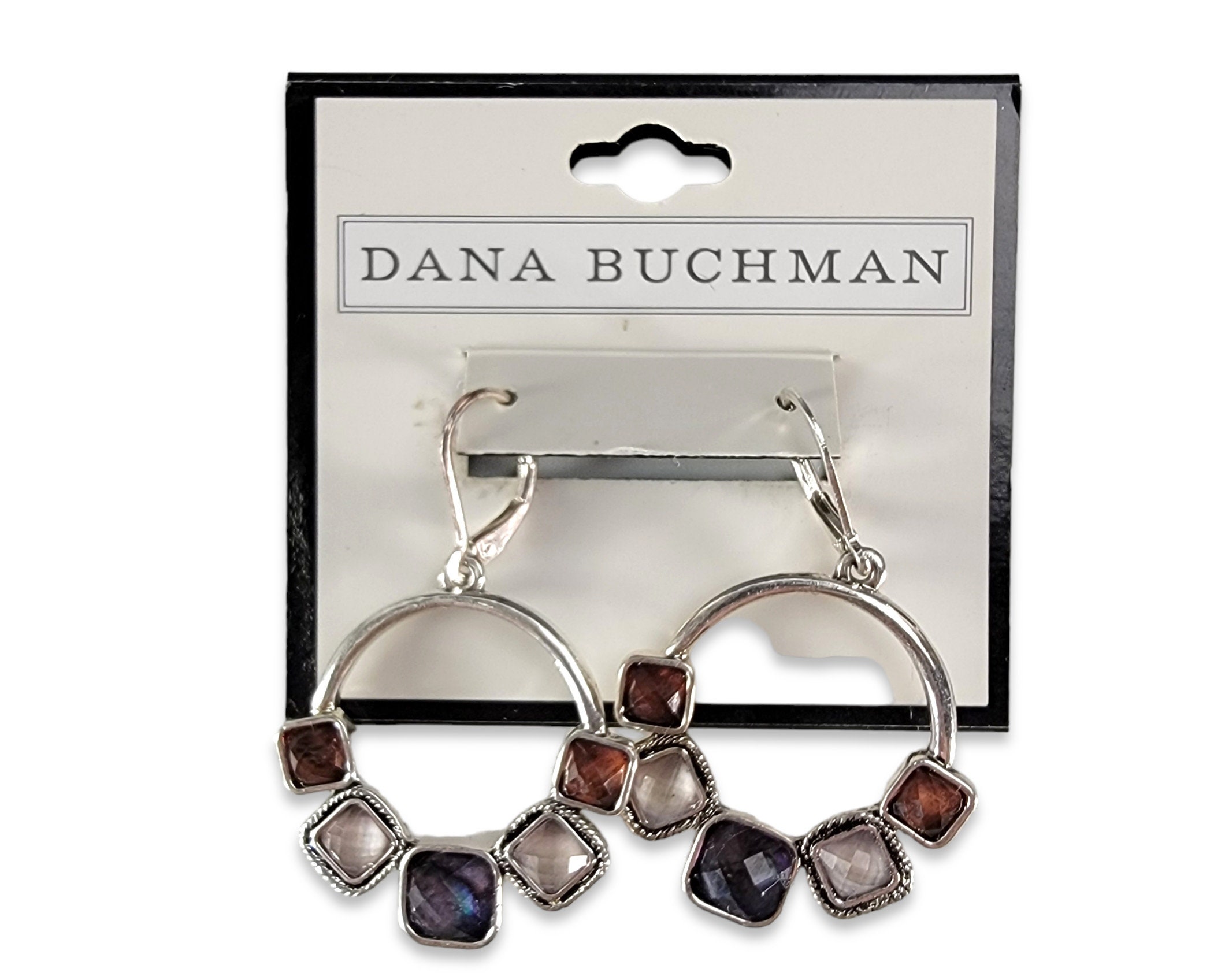 Dana Buchman Hoop Earrings Glass Multicolor Earrings Dangle Drop