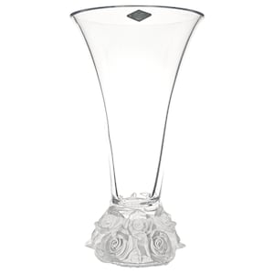 Shannon Irish Crystal Vase von Godinger mit mattiertem Rosenstrauß-Sockel, ausgestelltem Mittelstück-Design