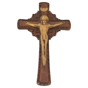 Vintage Resin Crucifix Italian Religious Cross Made In Italy