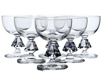 Art Deco Bryce Aquarius Crystal Coupe Glasses, Set of 6