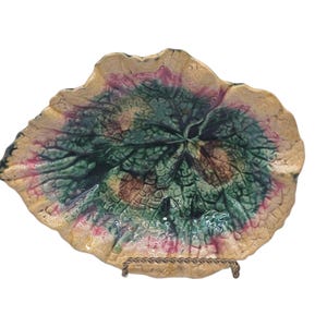 Antique 1880s Etruscan Majolica Begonia Leaf Dish – Griffin Smith & Hill Pottery American Art Plate