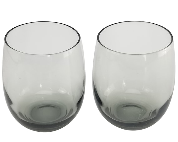 Vintage Libbey Wine Glasses, Round Wine Goblets, Smoke Glass Wine, Round  Wine Glass 