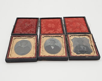 南北戦争時代のヴィンテージアンブロタイプ写真、花柄のドレスを着た