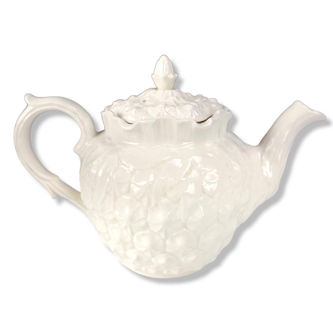Vintage Spode Teapot, Williamsburg Pineapple Pattern, Porcelain Teapot, Ivory Spode, England Etsy